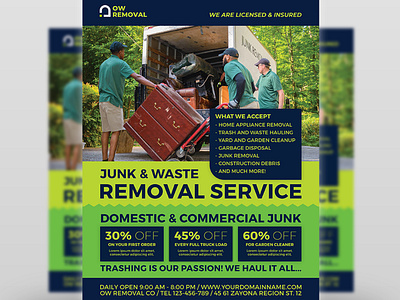 Junk Removal Services Flyer Template by OWPictures on Dribbble