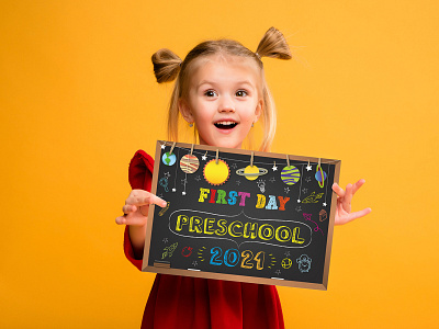 First Day Of Preschool Sign 2021 Graphic