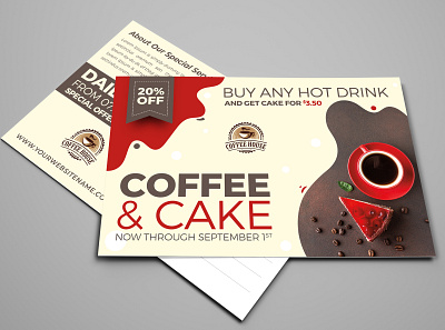 Coffee And Cake Postcard Template food