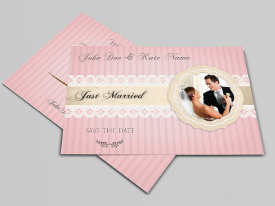 Wedding Invitation Postcard Template