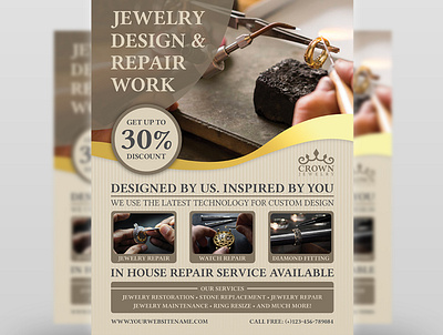 Jewelry Design and Repair Services Flyer Template business corporate design flyer graphic design leaflet poster
