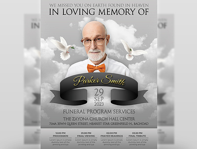 Memorial and Funeral Program Flyer Template business corporate design flyer golden illustration leaflet logo poster ui