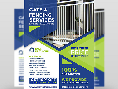 Fence and Gates Services Flyer Template business corporate design flyer illustration leaflet logo poster