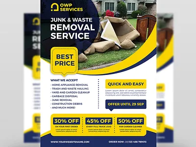 Junk Removal Services Flyer Template business corporate design flyer illustration leaflet poster