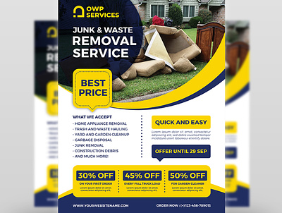 Junk Removal Services Flyer Template business corporate design flyer illustration leaflet poster