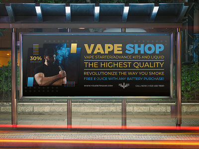 Vape Shop Billboard Template business cigarette corporate design electronic flavor flyer food leaflet liquid poster smoke smoking vape vaping vapor