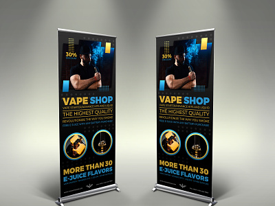 Vape Shop Signage Banner Roll Up Template business cigarette corporate design e cig electronic flavor flyer illustration juice leaflet nicotine poster smoke smoking vape vaping vapor