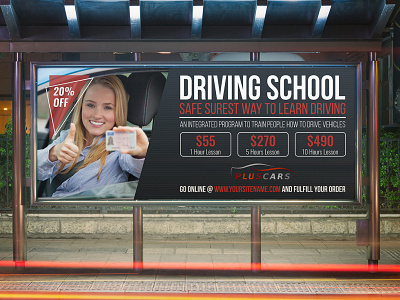 Driving School Billboard Template business car corporate design driver driving academy driving learning center flyer leaflet learning course poster school training