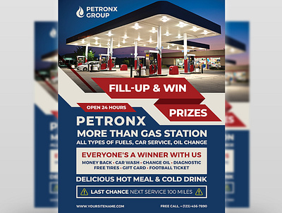 Gas Station Flyer Template Vol.4 business car repair car wash corporate design energy flyer gas station gasoline highway illustration kerosen leaflet oil change poster refinery services workshop