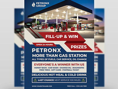 Gas Station Flyer Template Vol.4 business car repair car wash corporate design energy flyer gas station gasoline highway illustration kerosen leaflet oil change poster refinery services workshop