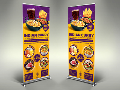 Indian Curry Restaurant Roll Up Banner Signage Template