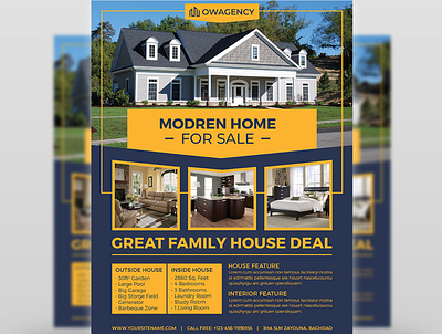 Real Estate Flyer Template Vol.15 business buy houses corporate design flyer house for rent house for sale house rental illustration leaflet poster property listing real estate real estate agent rental