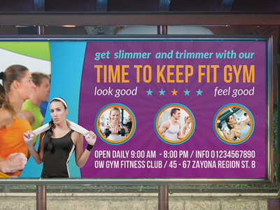 Fitness Gym Billboard Template billboard club fit fitness gym health signage slim sport