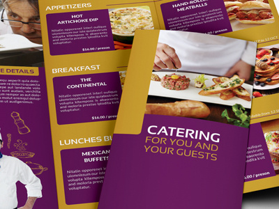 Catering Tri Fold Brochure Template buffet catalog catalogue catering catering brochure clean company corporate creative customizable design elegant food furniture interior interior design letter minimalist minimalistic modern