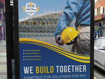 Construction Poster Template building company construction engineer labor poster yellow