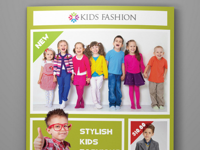 Kids Fashion Products Catalog Bi Fold Brochure Tempalte