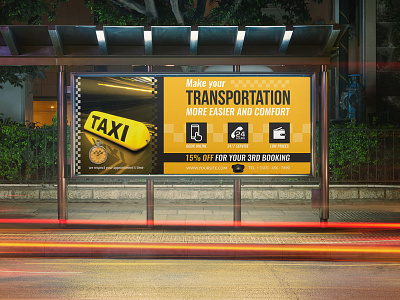 Taxi Services Billboard Template banner billboard bus cab services taxi uber yellow