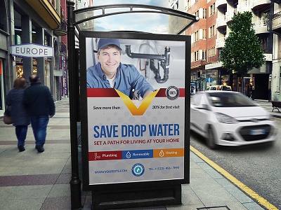 Plumber Service Poster Template plumber poster services water work worker