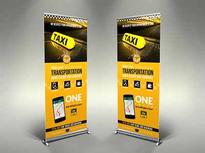 Taxi Services Signage Rollup Banner Template