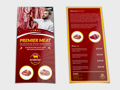 Butcher Shop Dl Flyer Template beef butcher flyer food leaflet meat shop