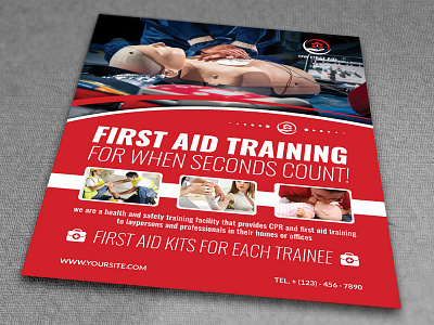 First Aid Flyer Template aid business clean clinic clinics creative doctor drags first first aid flyer health health care health centre healthcare hospital hospitals medical nurse patient