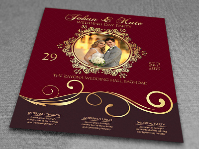 Wedding Invitation Party Flyer Template betroth bride card celebrate church couple easy friends gold groom grunge happy invitation light love lunch marriage marry mockup music