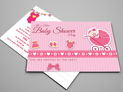 Baby Shower Postcard Template baby baby party baby shower bath card ceremony event first birthday first shower girl greeting hipster invitation its boy kid party pledge postcard son template