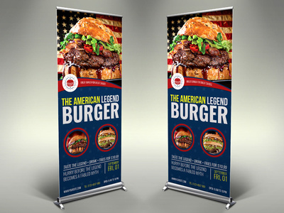 Burger Restaurant Signage Roll Up Template ad advert advertising american burger bar barbecue bbq burger burger restaurant designer fast food grill bar grill restaurant italian restaurant leaflet meal modern pizza promotion restaurant