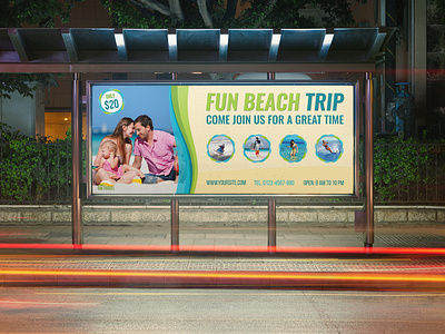 Tour And Travel Billboard Template ad advert agency beach booking company exotic guide holiday holidays hotel presentation leisure post promotion resort summer sun template tour tourism