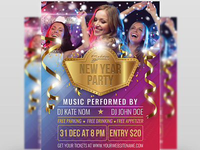New Year Party Flyer Template 2019 party anniversary anniversary flyer anniversary party birthday birthday flyer card celebration christmas christmas flyer flyer graduation invitation invitation merry christmas music new year nightclub nye party post
