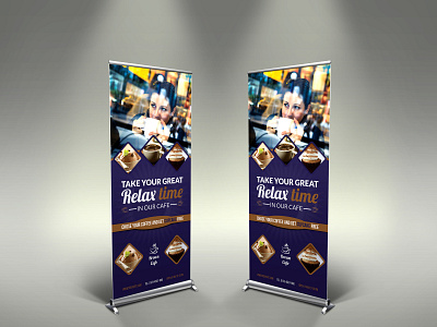 Cafe Sigange Roll Up Banner Template bean cafe cafe flyer cake cappuccino coffee coffee shop coffee shop postcard cup cake cupcake design dessert drink energy espresso flyer food ice cream latte mocha