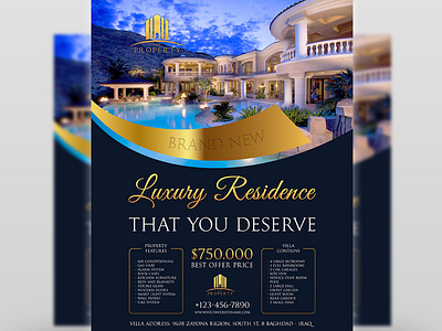 Luxury Real Estate Flyer Template agency building buy commercial design designs download flyer flyer template gold home house leaflet luxury home real estate luxury home real estate flyer mortgage real estate real estate agents real estate flyer
