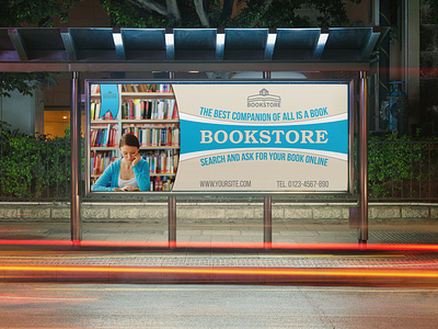 Bookstore Billboard Template book book shelves book store bookstore library bookstore library flyer bookstore library flyer template college design designs download flyer flyer template institute leaflet library read reading school store stories