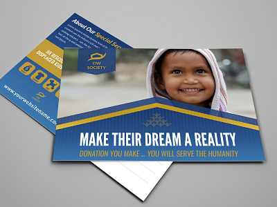 Kids Charity Postcard Design Template ad book donation certification charity charity event collage donation education event food foster future giving help hobby home stay hospice intelligence kid kindness