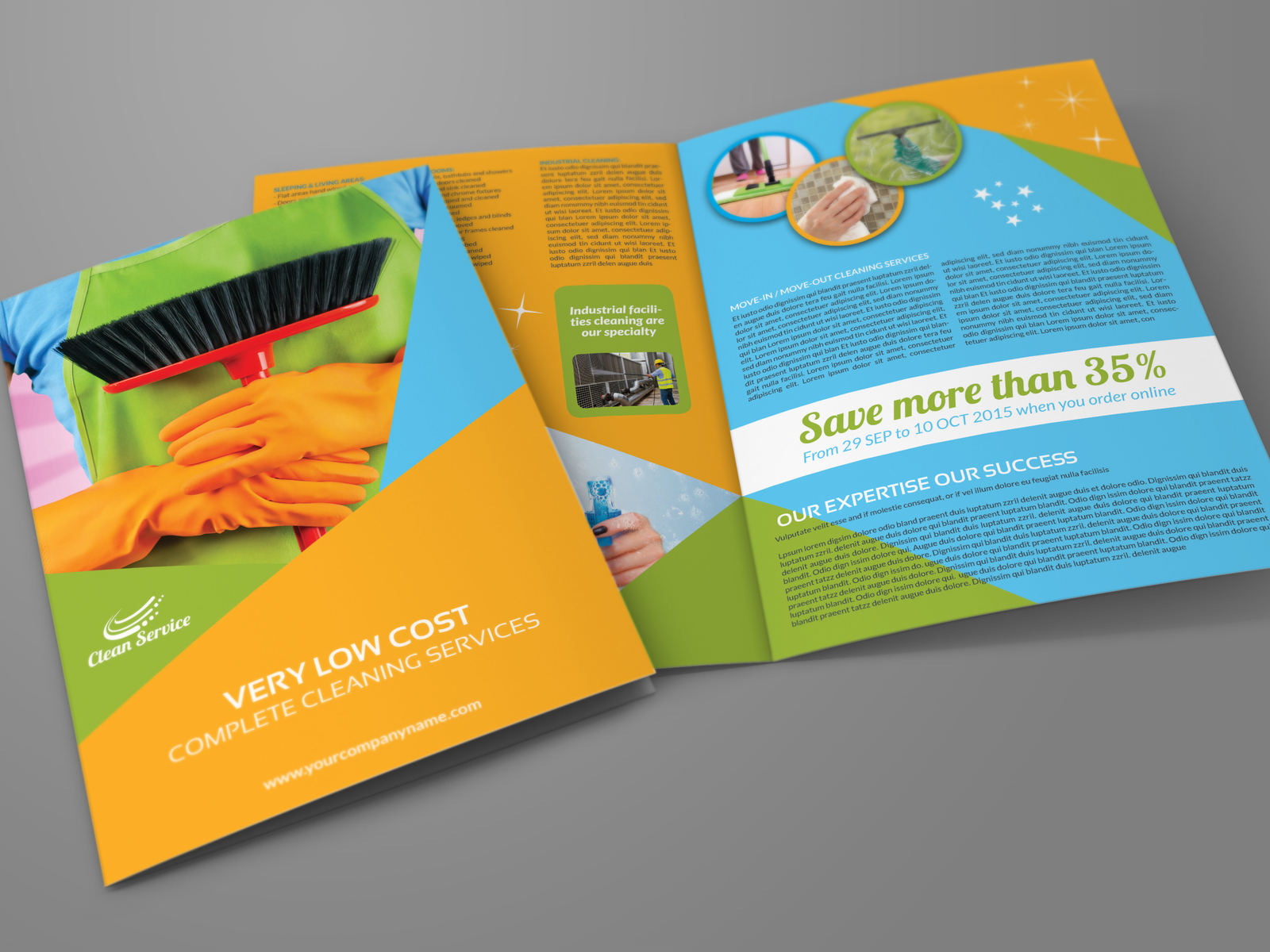 Cleaning Services Bi Fold Brochure Template by OWPictures on Dribbble Regarding Commercial Cleaning Brochure Templates