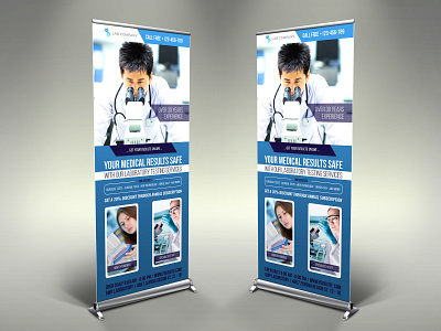 Medical Laboratory Roll Up Banner Signage Template blood test care clinical corporate dental dentist doctor flyer health health care healthcare healthy hospital insurance laboratory leaflet medical medical flyer medical laboratory modern