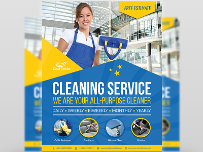 Cleaning Services Flyer Template cleaning company cleaning flyer cleaning service cleaning services commercial cleaning dirty work domestic cleaning flyer home home cleaning house cleaner housekeeping leaflet maid cleaning promo promotion service sparkling clean