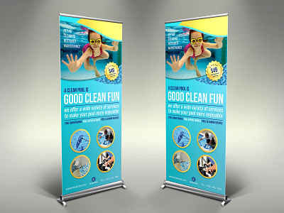 Swimming Pool Cleaning Service Signage Template beach blue clean event fitness flyer fun home leaflet maintenance party pool pool party post print template rollup sea service splash sport