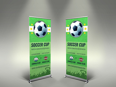 Soccer Signage Roll Up Banner Template ball champion champions champions league championship college cup copa event field flag flyer football futebol game goal leaflet league post qatar russia
