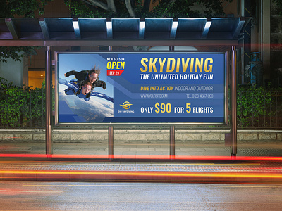 Skydiving Billboard Template action sports advertising air sports base jumping business corporate design extreme sports flight flyer grunge jump leaflet light outdoor recreation parachuting paraglide paragliding promo promotion