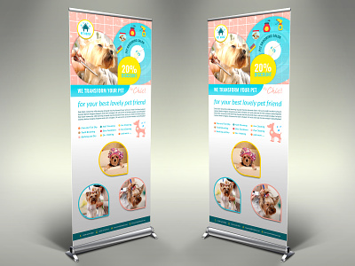 Pet Grooming Salon Signage Banner Roll Up Template