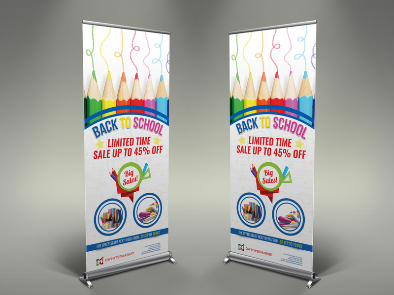 Back To School Signage Banner Roll Up Template By Owpictures On
