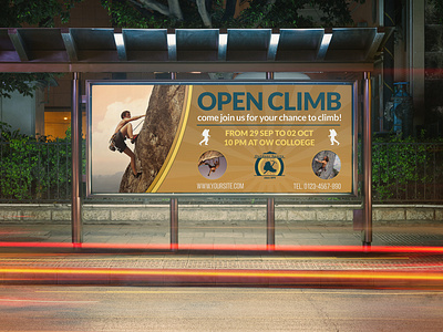 Climbing Sport Billboard Template camping climbing distressed evergreen extreme fun great outdoors grunge hike hiking hill climbing horseback riding hunting leaflet mountain mountain sports mountaineering mountains natural nature