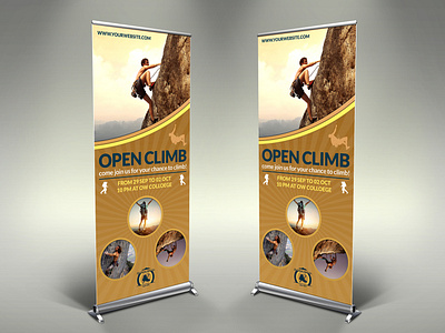 Climbing Sport Signage Roll Up Banner Template camping climbing distressed evergreen extreme fun great outdoors grunge hike hiking hill climbing horseback riding hunting leaflet mountain mountain sports mountaineering mountains natural nature