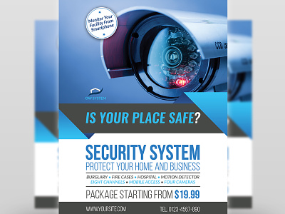Security System Flyer Template bodyguard burglary car cars emergency fire free services gas gold guard healthcare help importance insurance leaflet money police policy professional reliability