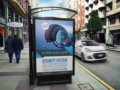 Security System Poster Template bodyguard burglary car cars emergency fire free services gas gold guard healthcare help importance insurance leaflet money police policy professional reliability