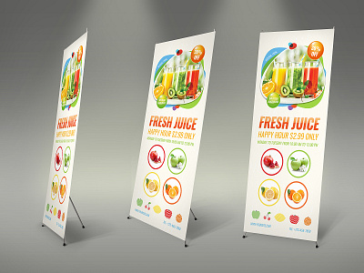 Fresh Juice Signage Banner Roll Up Template by OWPictures on Dribbble