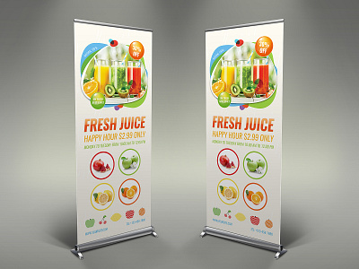 Fresh Juice Signage Banner Roll Up Template apple bar beach beer bottle bottles carrot celebration club cocktail cocktail flyer cocktail party drink drinks flyer fresh juice juice flyer leaflet lemon luxury