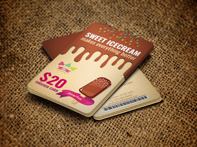 Ice Cream Voucher Gift Card Template birthday cafe cake card cards coupon creative deluxe discount gift gift card gift cards gift voucher gift voucher template ice cream icecream promotion promotional shop voucher