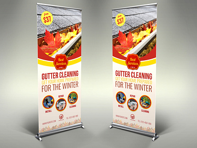 Gutter Cleaning Services Signage Banner Roll Up Template